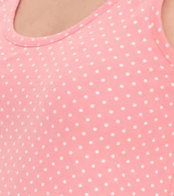 Kleider|Tops & T-Shirts*ALIFE AND KICKIN 2 in 1 Damen Sommer-Kleid und Kurzarm-Shirt Mini-Kleid gepunktetes Baumwoll-Kleid T-Shirt 66118659 Rosa/Weiß