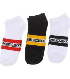 Strümpfe & Socken|Socken & Unterwäsche*BIKKEMBERGS 3 Paar Damen & Herren Tennis-Socken mit Marken Schriftzug Baumwoll-Strümpfe Weiß/Schwarz/Grau/Blau
