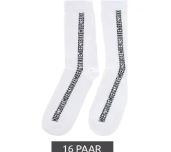 Strümpfe & Socken|Unterwäsche & Socken*BIKKEMBERGS 16 Paar Herren Baumwoll-Socken mit kleinem Markenschriftzug im Sparpack Strümpfe Sneaker-Socken Weiß/Schwarz/Rot