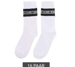 Strümpfe & Socken|Unterwäsche & Socken*BIKKEMBERGS 16 Paar Herren Baumwoll-Socken mit kleinem Markenschriftzug im Sparpack Strümpfe Sneaker-Socken Weiß/Schwarz/Rot