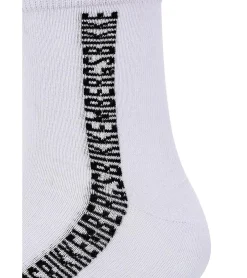 Strümpfe & Socken|Unterwäsche & Socken*BIKKEMBERGS 2 Paar Herren lange Socken mit Markenschriftzug Baumwoll-Strümpfe BK064 Weiß