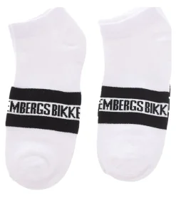 Strümpfe & Socken|Unterwäsche & Socken*BIKKEMBERGS 2 Paar Herren Baumwoll-Socken mit kleinem Markenschriftzug Strümpfe Sneaker-Socken Weiß/Schwarz/Rot