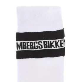 Strümpfe & Socken|Unterwäsche & Socken*BIKKEMBERGS 2 Paar Herren Baumwoll-Socken mit kleinem Markenschriftzug Strümpfe Sneaker-Socken Weiß/Schwarz/Rot