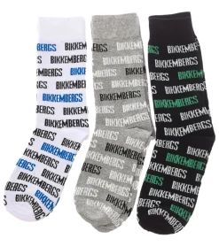 Strümpfe & Socken|Unterwäsche & Socken*BIKKEMBERGS 3 Paar Surtido Herren Tennis-Socken mit Allover Marken-Print Baumwoll-Strümpfe BF_010 Weiß/Schwarz/Grau