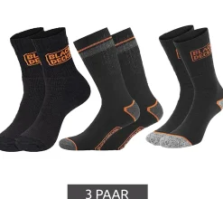 Strümpfe & Socken|Unterwäsche & Socken*BLACK+DECKER 3 Paar Herren Arbeits-Socken mit Cushion Terry Baumwoll-Socken Work-Socken OEKO-TEX Standard 100 BX/OBII in Anthrazit/Schwarz, Schwarz/Meliert oder Schwarz/Grau