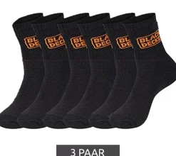 Strümpfe & Socken|Unterwäsche & Socken*BLACK+DECKER 3 Paar Herren Arbeits-Socken mit Cushion Terry Baumwoll-Socken Work-Socken OEKO-TEX Standard 100 BX/OBII in Anthrazit/Schwarz, Schwarz/Meliert oder Schwarz/Grau