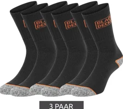 Strümpfe & Socken|Unterwäsche & Socken*BLACK+DECKER 3 Paar Herren Arbeits-Socken mit Cushion Terry Baumwoll-Socken Work-Socken OEKO-TEX Standard 100 BX/OBII in Anthrazit/Schwarz, Schwarz/Meliert oder Schwarz/Grau