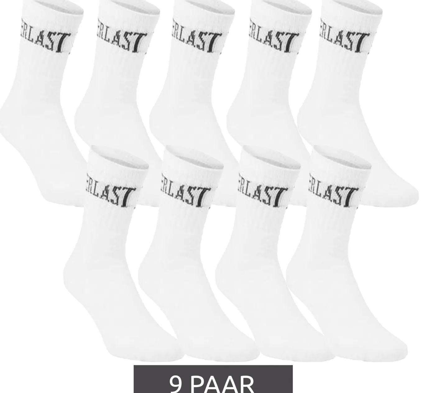 Strümpfe & Socken|Unterwäsche & Socken*EVERLAST 9 Paar Herren Sport-Socken mit Baumwollanteil lange Strümpfe OEKO-TEX Standard 100 EVL/1/TENX3/PBL Weiß
