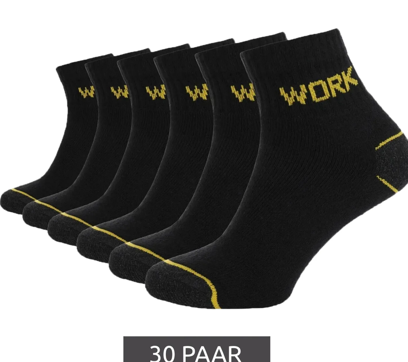 Strümpfe & Socken|Socken & Unterwäsche*GRIPWOOL 30 Paar Arbeits-Strümpfe Baumwoll-Socken Work-Socken Sneaker-Socken oder Crew-Socken Schwarz lange Socken