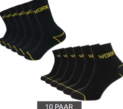 Strümpfe & Socken|Socken & Unterwäsche*GRIPWOOL 10 Paar Arbeits-Strümpfe Baumwoll-Socken Work-Socken Sneaker-Socken oder Crew-Socken Schwarz lange Socken