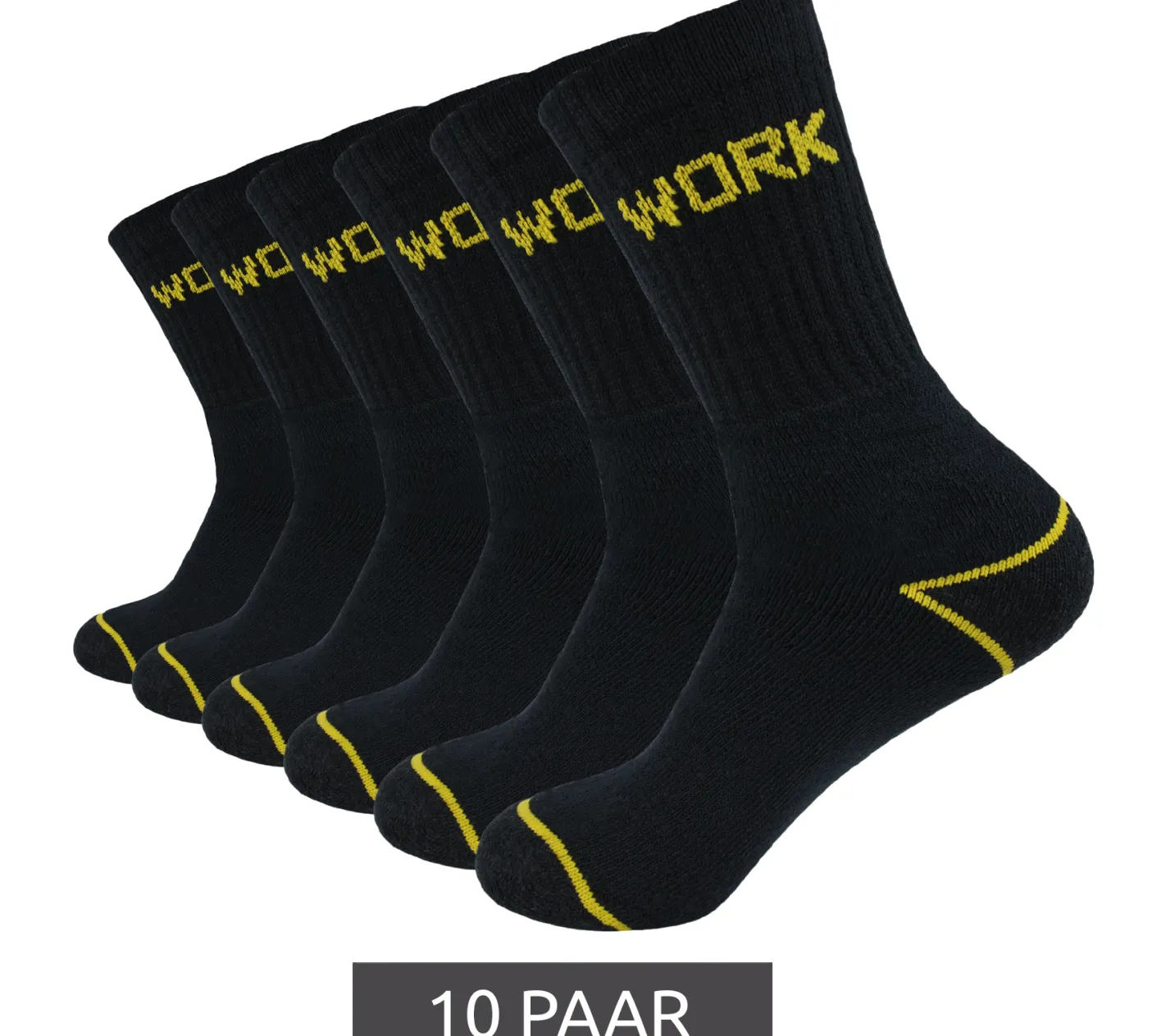Strümpfe & Socken|Socken & Unterwäsche*GRIPWOOL 10 Paar Arbeits-Strümpfe Baumwoll-Socken Work-Socken Sneaker-Socken oder Crew-Socken Schwarz lange Socken