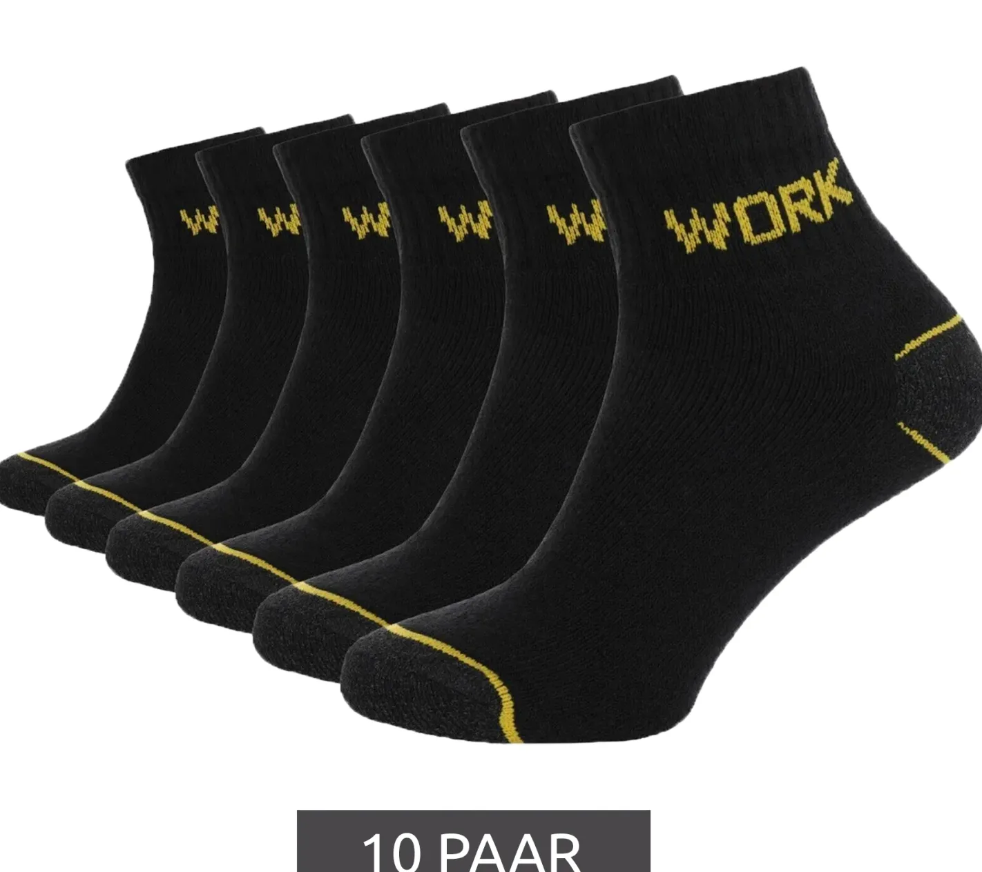 Strümpfe & Socken|Socken & Unterwäsche*GRIPWOOL 10 Paar Arbeits-Strümpfe Baumwoll-Socken Work-Socken Sneaker-Socken oder Crew-Socken Schwarz lange Socken