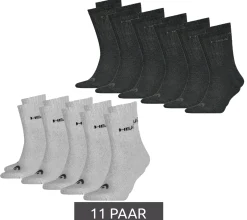 Strümpfe & Socken|Sportausrüstung*Head 11 Paar All Sports Socken Damen und Herren Trainings-Socken Sport-Strümpfe 701236921 004 Schwarz/Grau