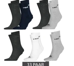 Strümpfe & Socken|Sportausrüstung*Head 33 Paar All Sports Socken Damen und Herren Trainings-Socken Sport-Strümpfe 701236921 in Schwarz, Blau, Grau, Weiß