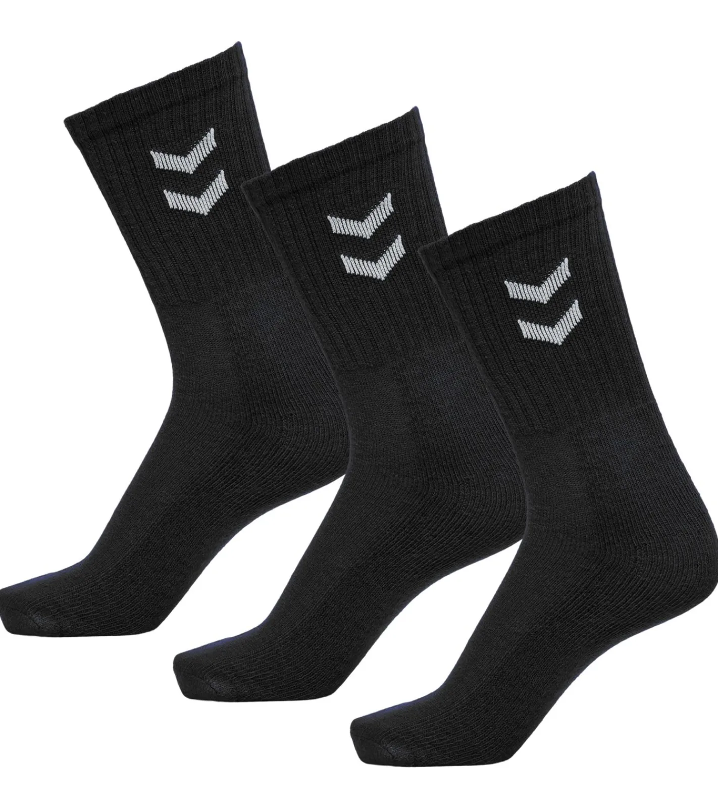 Strümpfe & Socken|Socken & Unterwäsche*hummel 3 Paar Basic Crew-Socken mit Kontrastwinkel Baumwoll-Strümpfe Sport-Socken 022030 Schwarz oder Weiß