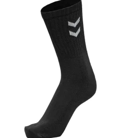 Strümpfe & Socken|Socken & Unterwäsche*hummel 3 Paar Basic Crew-Socken mit Kontrastwinkel Baumwoll-Strümpfe Sport-Socken 022030 Schwarz oder Weiß