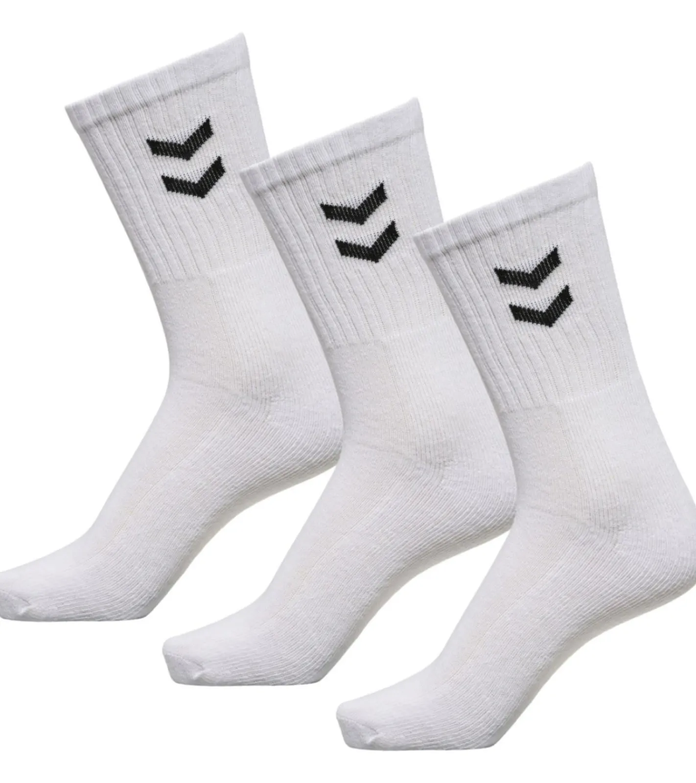 Strümpfe & Socken|Socken & Unterwäsche*hummel 3 Paar Basic Crew-Socken mit Kontrastwinkel Baumwoll-Strümpfe Sport-Socken 022030 Schwarz oder Weiß