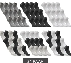 Strümpfe & Socken|Socken & Unterwäsche*Jack & Jones 24 Paar Short Sock Sneaker-Socken Sport-Strümpfe Baumwoll Quarter-Socken Sparpack 12260511 in Schwarz, Grau, Weiß oder im Mix