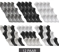 Strümpfe & Socken|Socken & Unterwäsche*Jack & Jones 12 Paar Short Sock Sneaker-Socken Sport-Strümpfe Baumwoll Quarter-Socken 12260511 in Schwarz, Grau, Weiß oder im Mix