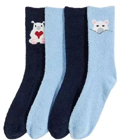 Strümpfe & Socken|Kinder-Unterwäsche*O46bpx 4 Paar Kuschel-Socken warme Winter-Strümpfe für Kinder mit Eisbären 944526 Dunkelblau/Hellblau