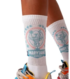 Strümpfe & Socken|Socken & Unterwäsche*MARY JANE BERLIN 3 Paar Tennis-Socken Baumwoll-Socken mit Logo-Print  2406-4-SO-02 Weiß