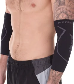 Sportoberbekleidung|Sportausrüstung*megmeister 1 Paar Ellenbogen Kompressions-Manschette Beinlinge 23-32 mmHg Ellenbogenwärmer MER002 Schwarz/Grau