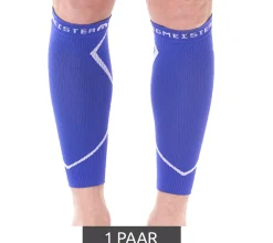 Sportunterbekleidung|Sportausrüstung*megmeister 1 Paar Waden Kompressions-Stutzen Beinlinge 23-32 mmHg Wadenwärmer MER003 Blau/Weiß