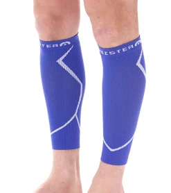 Sportunterbekleidung|Sportausrüstung*megmeister 1 Paar Waden Kompressions-Stutzen Beinlinge 23-32 mmHg Wadenwärmer MER003 Blau/Weiß