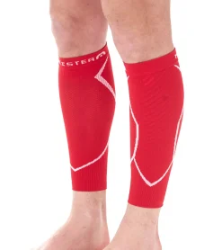 Sportunterbekleidung|Sportausrüstung*megmeister 1 Paar Waden Kompressions-Stutzen Beinlinge 23-32 mmHg Wadenwärmer MER003 Rot/Weiß