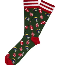 Strümpfe & Socken|Socken & Unterwäsche*Moustard 1 Paar American Football Baumwoll-Socken mit Football Motiven gemusterte lange Strümpfe 17S-AFOOT Grün/Rot/Bunt
