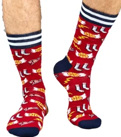 Strümpfe & Socken|Socken & Unterwäsche*Moustard 1 Paar Basketball Baumwoll-Socken mit Basketball Motiven gemusterte lange Strümpfe 17S-BASKET Rot/Schwarz/Bunt