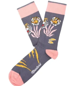 Strümpfe & Socken|Socken & Unterwäsche*Moustard 6 Paar Bengal Baumwoll-Socken mit bengalischem Tiger gemusterte lange Strümpfe 22S-BENGAL Grau/Rosa