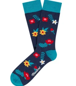 Strümpfe & Socken|Socken & Unterwäsche*Moustard 1 Paar Blue Blossom Baumwoll-Socken mit Blumen gemusterte lange Strümpfe 19S-BFLW Blau/Türkis/Bunt
