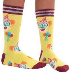 Strümpfe & Socken|Socken & Unterwäsche*Moustard 6 Paar Clown Baumwoll-Socken mit Clown-Print und Ballons gemusterte lange Strümpfe 20S-CLOWN-W Gelb/Rot/Weiß