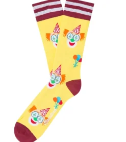 Strümpfe & Socken|Socken & Unterwäsche*Moustard 1 Paar Clown Baumwoll-Socken mit Clown-Print und Ballons gemusterte lange Strümpfe 20S-CLOWN-W Gelb/Rot/Weiß