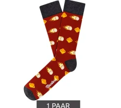 Strümpfe & Socken|Socken & Unterwäsche*Moustard 1 Paar Comet Baumwoll-Socken mit Kometen und Planeten gemusterte lange Strümpfe 17S-COMET Rot/Grau/Bunt