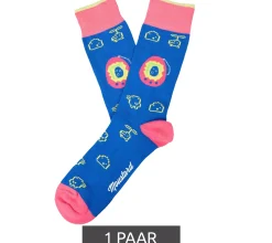 Strümpfe & Socken|Socken & Unterwäsche*Moustard 1 Paar Digipet Baumwoll-Socken Tamagotchi Design Retro-Gameplay gemusterte lange Strümpfe 22S-DIGI Dunkelblau/Rosa/Gelb
