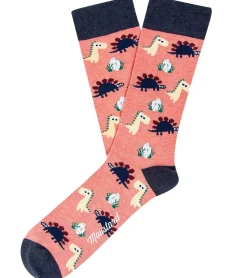 Strümpfe & Socken|Unterwäsche & Socken*Moustard 6 Paar Dinosaurs Chilling Herren Baumwoll-Socken mit Dinosaurier-Print gemusterte lange Strümpfe 18S-DINO Rosa/Blau/Beige