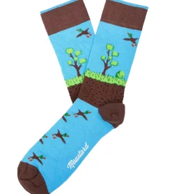 Strümpfe & Socken|Socken & Unterwäsche*Moustard 6 Paar Duckhunt Baumwoll-Socken mit Enten und Natur-Print gemusterte lange Strümpfe 22S-DUCK Blau/Grün/Braun