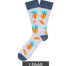 Strümpfe & Socken|Unterwäsche & Socken*Moustard 1 Paar Elefanten Circus Herren Baumwoll-Socken mit Allover-Print gemusterte lange Strümpfe 20SELEPCIRC-M Grau/Blau