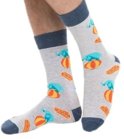 Strümpfe & Socken|Unterwäsche & Socken*Moustard 1 Paar Elefanten Circus Herren Baumwoll-Socken mit Allover-Print gemusterte lange Strümpfe 20SELEPCIRC-M Grau/Blau