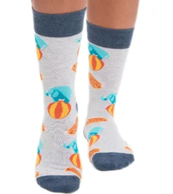 Strümpfe & Socken|Unterwäsche & Socken*Moustard 6 Paar Elefanten Circus Herren Baumwoll-Socken mit Allover-Print gemusterte lange Strümpfe 20SELEPCIRC-M Grau/Blau