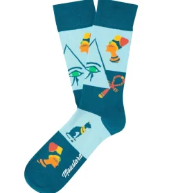 Strümpfe & Socken|Socken & Unterwäsche*Moustard 6 Paar Eye of Horus Baumwoll-Socken mit ägyptischen Symbolen gemusterte lange Strümpfe 20S-EYEH Blau/Gelb/Orange/Grün