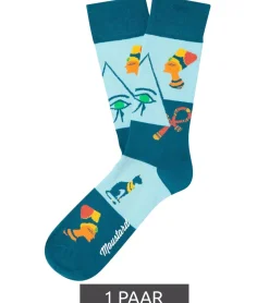Strümpfe & Socken|Socken & Unterwäsche*Moustard 1 Paar Eye of Horus Baumwoll-Socken mit ägyptischen Symbolen gemusterte lange Strümpfe 20S-EYEH Blau/Gelb/Orange/Grün