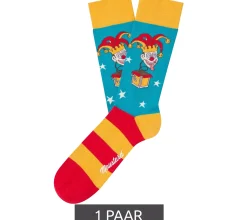 Strümpfe & Socken|Socken & Unterwäsche*Moustard 1 Paar Jack in the Box Baumwoll-Socken Schachtel-Teufel Design gestreifte lange Strümpfe 20S-JACK Rot/Gelb/Blau