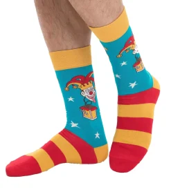 Strümpfe & Socken|Socken & Unterwäsche*Moustard 1 Paar Jack in the Box Baumwoll-Socken Schachtel-Teufel Design gestreifte lange Strümpfe 20S-JACK Rot/Gelb/Blau