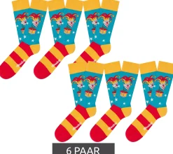 Strümpfe & Socken|Socken & Unterwäsche*Moustard 6 Paar Jack in the Box Baumwoll-Socken Schachtel-Teufel Design gestreifte lange Strümpfe 20S-JACK Rot/Gelb/Blau