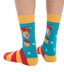 Strümpfe & Socken|Socken & Unterwäsche*Moustard 6 Paar Jack in the Box Baumwoll-Socken Schachtel-Teufel Design gestreifte lange Strümpfe 20S-JACK Rot/Gelb/Blau