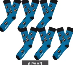 Strümpfe & Socken|Socken & Unterwäsche*Moustard 6 Paar Manekineko Baumwoll-Socken mit Katzen gemusterte lange Strümpfe 22S-MANEKI Blau/Schwarz