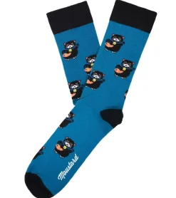 Strümpfe & Socken|Socken & Unterwäsche*Moustard 6 Paar Manekineko Baumwoll-Socken mit Katzen gemusterte lange Strümpfe 22S-MANEKI Blau/Schwarz